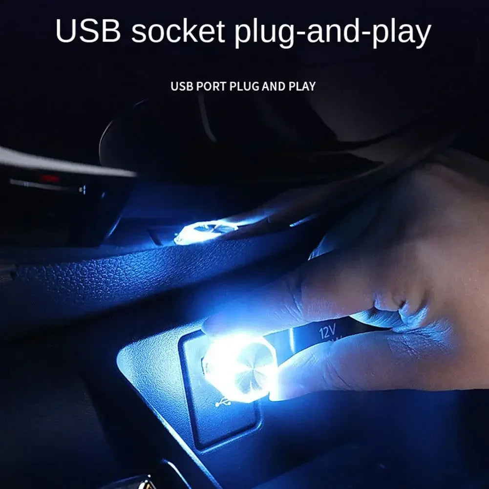 Car Cigarette Lighter USB Atmosphere Light LED Mini Colorful Night Light Wiring-Free Interior Lighting Supplies Accessories New