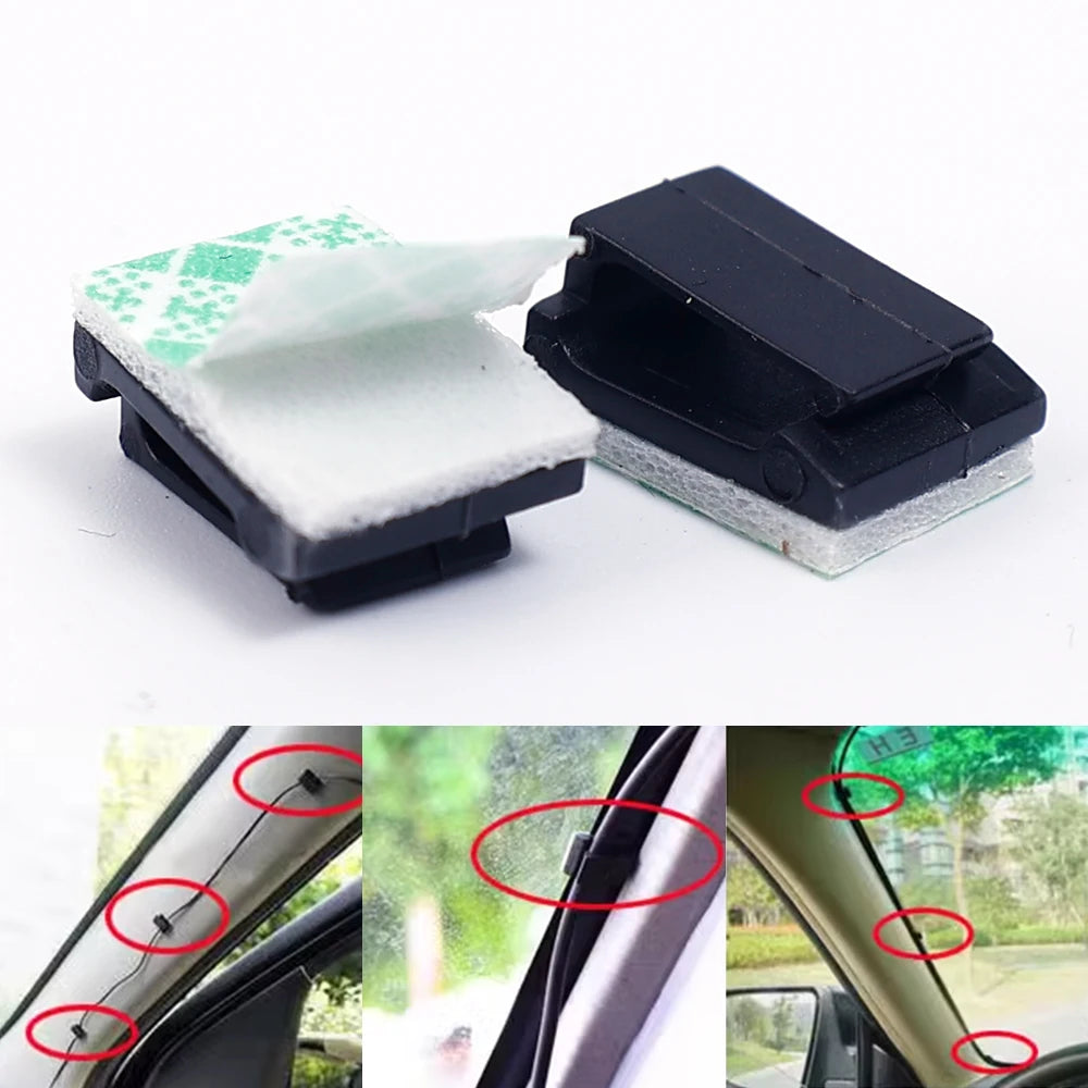 1-100Pcs Cable Clips Organizer Car Dashboard Self-Adhesive Drop Wire Holder Cord Manager Car Fixed Clamp Wire Clip Accessories