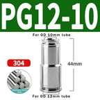 304 Stainless Steel Pneumatic Quick Connect Fitting PG PU 4 6 8 10mm for Air Compressor Gas Pipe Hydraulic Plug-In 10-50PCS