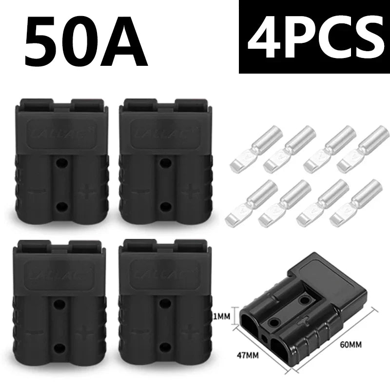 4Pcs  50A/120A Quick Connect Plug Kit - Silver Plated Copper Connector for 12-36V Winch/ATV/Trailer Wiring