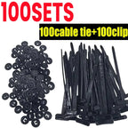 1-100SET Nylon Cable Tie Buckle Multipurpose Cable Ties Tool Universal Heavy Duty for Car Repair Self Locking Zip Black Zip Ties