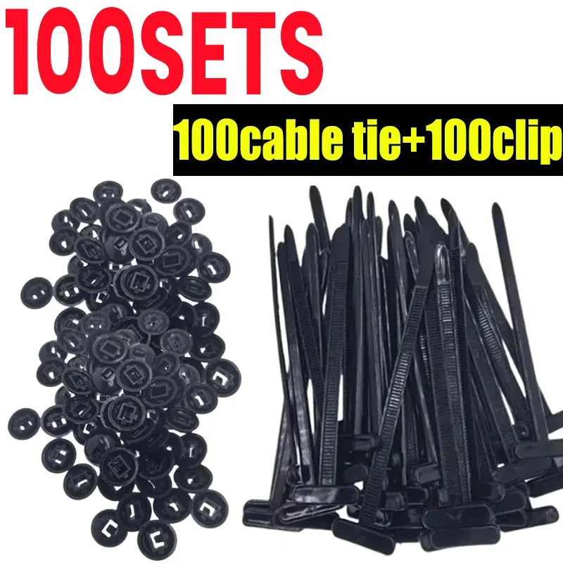 1-100SET Nylon Cable Tie Buckle Multipurpose Cable Ties Tool Universal Heavy Duty for Car Repair Self Locking Zip Black Zip Ties