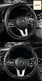 All Seasons Leather Diamond Steering Wheel Cover Universal Fit for 14 .5-15 Inch Durable Leather Cover Anti-Slip Veins Amagi