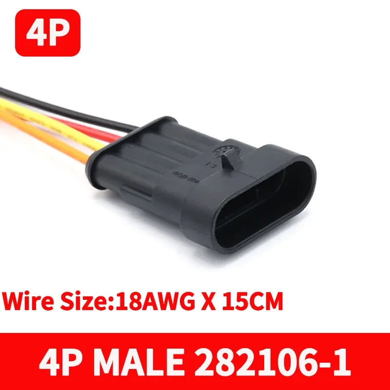 5/20/100Sets AMP Type 1.5 Series Automotive Waterproof Connector Plug Socket HID Male&Female 15CM Wire Harness 1P/2P/3P/4P/5P/6P
