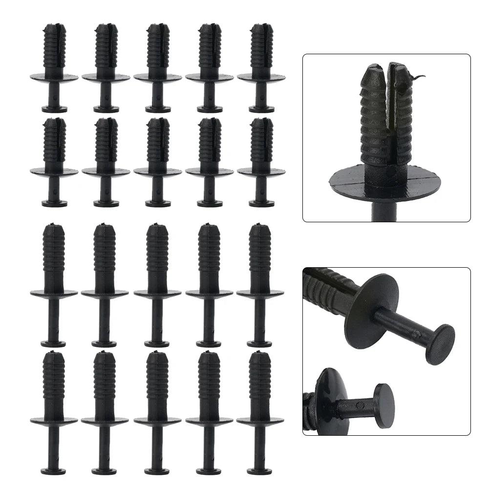 20Pcs Car Expanding Rivet Clips Push Type Retainer For BMW E30 E39 E46 E53 E60 Black Plastic Fastener Interior Accessory