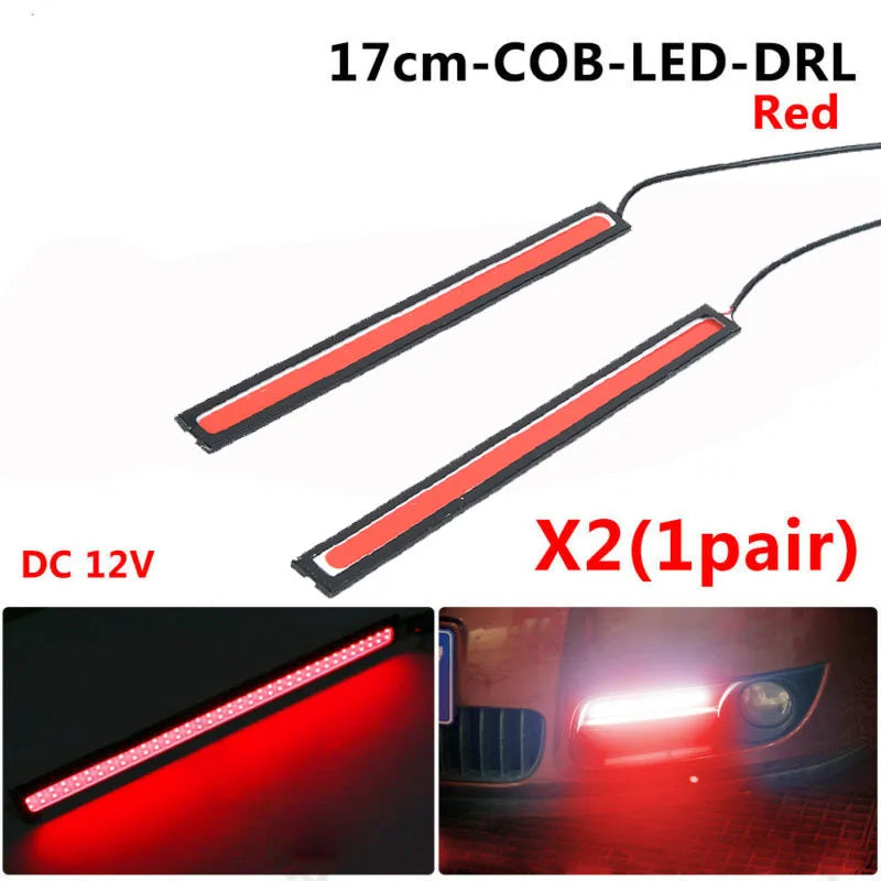 2Pcs 17cm COB Car Fog Light LED Light Strip RED Waterproof Car 12V DRL Fog Light Driving Lamp Car Styling Led Day Light