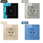 EU Russia France UK Socket AC Panel 86 Wall Switch Toggle Press Light Switch On/Off Crystal Tempered Glass Panel Wall Outlet