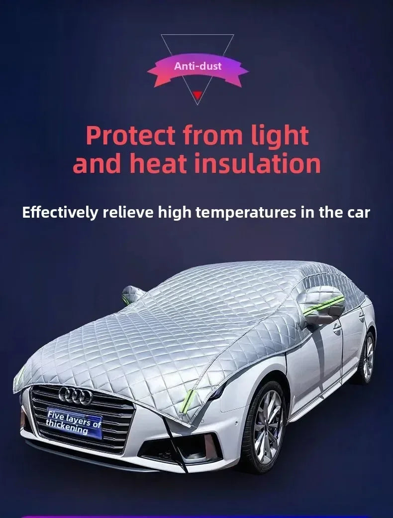 Snow Car Cover Thicken Waterproof Breathable Half Car Cover Dustproof Snowproof Snow Car Cover For Most Cars Sedan And Suv Amagi