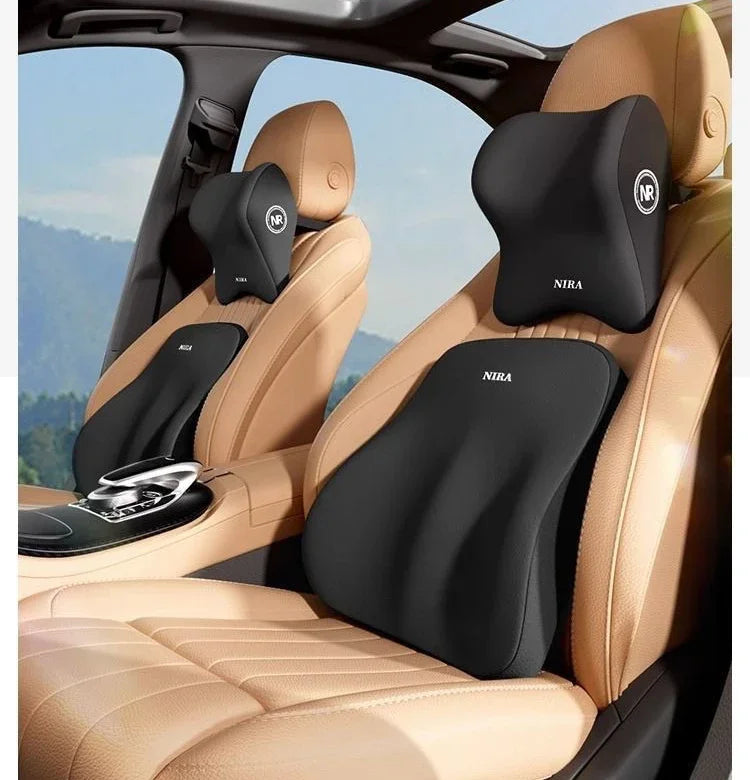 Car Memory Foam Headrest Set Car Neck Pillow Car Lumbar Waist Cushion Waist Support Car Seat Pillow Accessories Tools