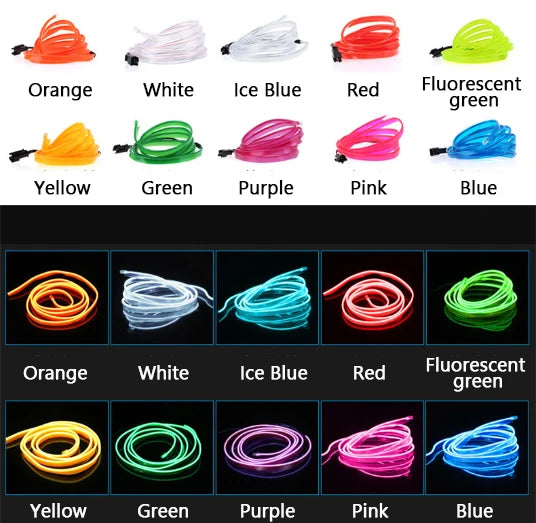 1M/3M/5M USB LED Ambient Light For Car LED Panel Dashboard Neon Strip Interior Decorations Atmosphere EL Light Line Tube With
