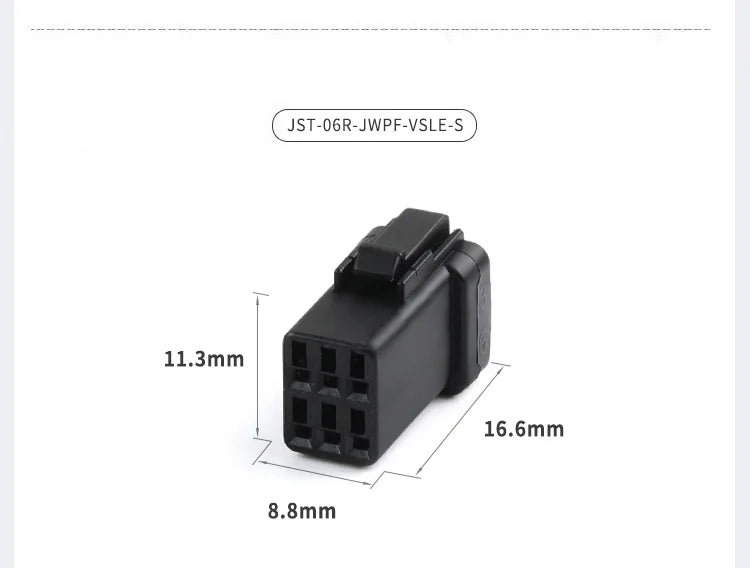 1 Set 2 3 4 6 8 Pin JST Miniature Small Current Rearview Mirror Black Electrical Connectors Wire Harness Plug for Motorcycle