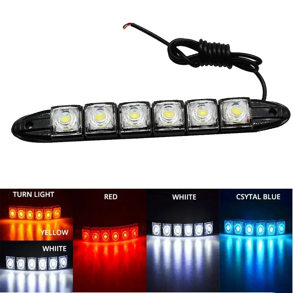2Pcs Universal Car Led DRL Daytime Running Light Flexible 6SMD White Ice Blue Waterproof Driving Fog Bulb Styling DC 12V Tools