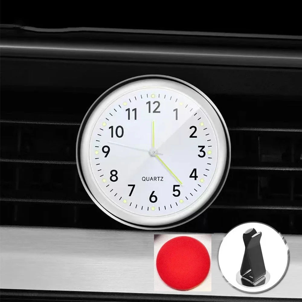 Luminous Quartz Analog Car Dashboard Clock - Stick-On, Decorative, Time-Telling, Easy-to-Read, Night-Vision Compact Amagi