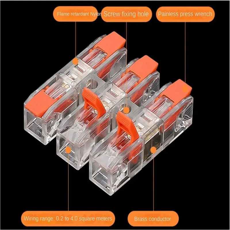 2-12 Pin Screw Fixation Quick Press Electrical Docking Terminal | Compact Push-in Wire Connector Terminal Block