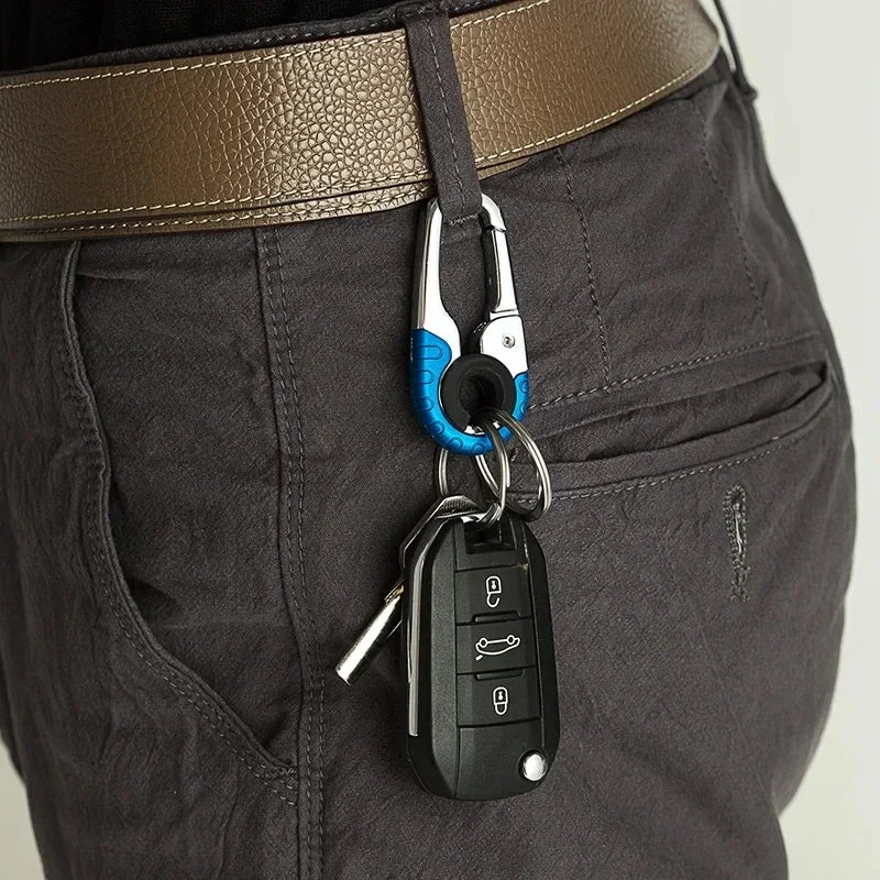 Men's Keychain Hook Stainless Steel Buckle Outdoor Carabiner Climbing Tool Double Ring Car Fishing Key Ring Car Amagi
