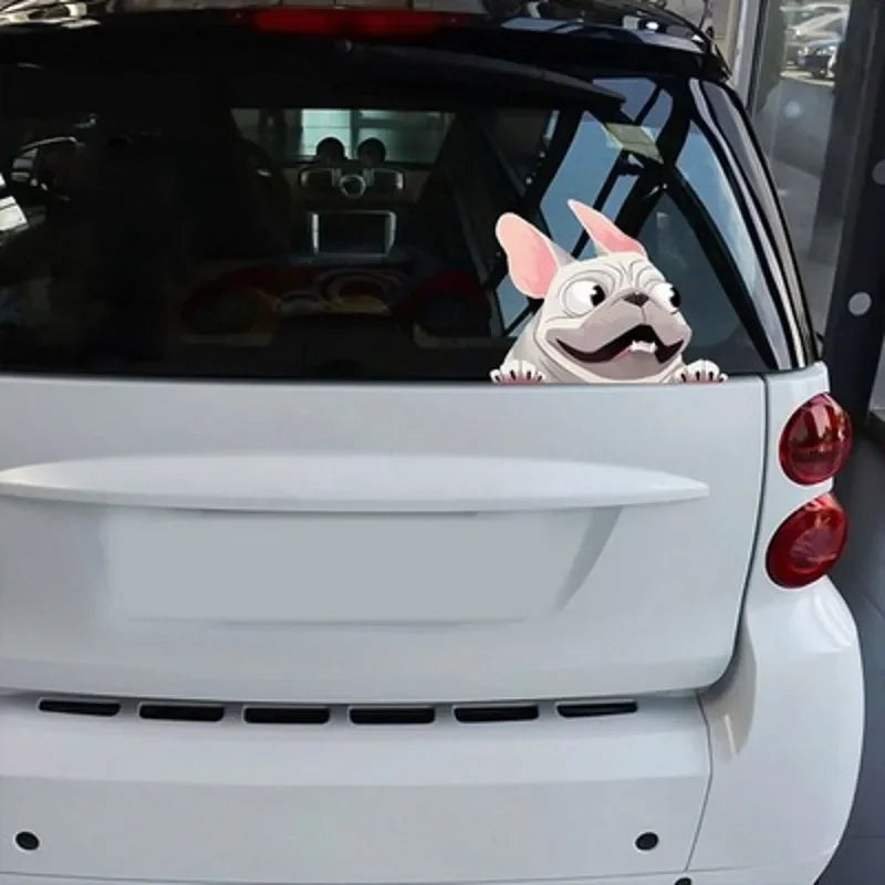 Car Styling Cartoon Dog Stickers French Bulldog Windscreen Vinyl Decal Decor Waterproof Creative Car Stickers Decoration 12*10cm