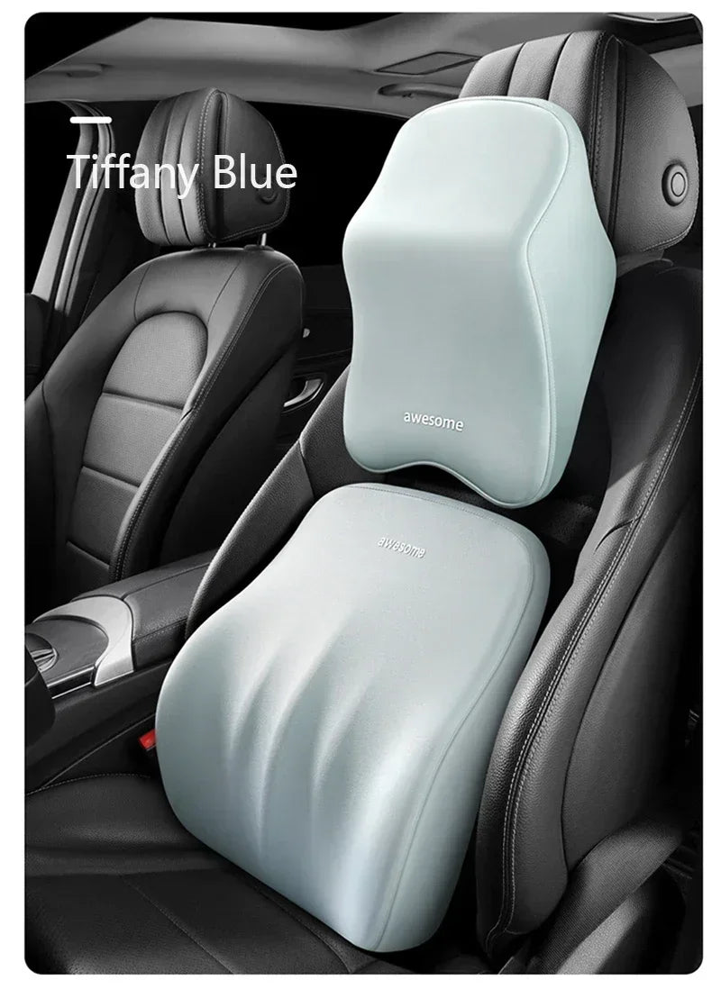 Car Lumbar Back Support Memory Foam Headrest Neck Lumbar Pillow Universal Soft Neck Pillows Seat Cushion Car Interior Accessorie