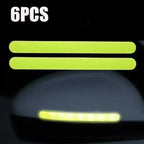 6/2pcs Car Reflective Safety Strip Stickers Car Rearview Mirror Reflective Sticker Reflective Warning Safety Tape Accessories