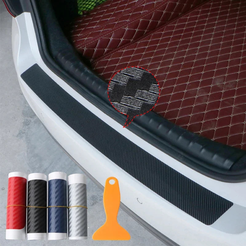 90cm Car Rear Trunk Guard Plate Sticker 3D Carbon Fiber Film Rear Bumper Trim Anti-Kicked Scratch Protection Sticker Strip Amagi