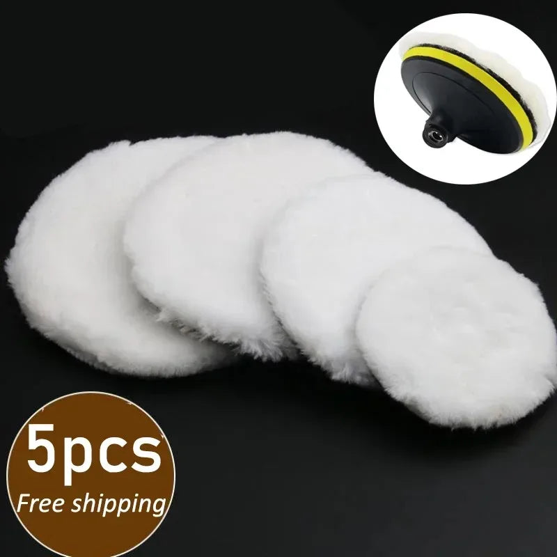 3/4/5/6/7 Inch Wool Polishing Disc Car Waxing Polishing Buffing Car Paint Care Polisher Pads Auto Washing Accessories 1/5pcs