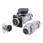P28 Aviation Connector, Square Flange Socket, Male/Female Circular Butt Joint, 2/3/4/5/7/10/12/14/16/19/20/24 Pin, P28K2Q PLS28