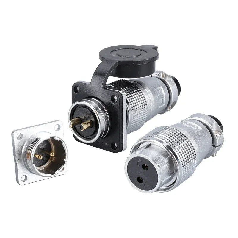 P28 Aviation Connector, Square Flange Socket, Male/Female Circular Butt Joint, 2/3/4/5/7/10/12/14/16/19/20/24 Pin, P28K2Q PLS28