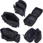 6pcs/set Universal Car Backrest Wall Hang Seat Back Storage Bag Organize Molle Panel with 5 Detachable Pouch,Outdoor Campe Hike