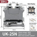 Premium Brass UK Screw Clamp Connector for Wiring, DIN Rail - Mounted,UK1.5N, 2.5B, 3N, 5N, 6N, 10N, 16N, 25N, 35N, 50N