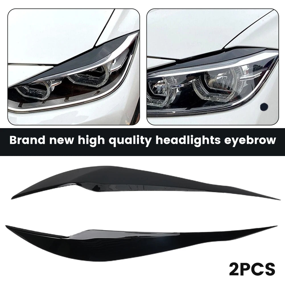 2Pcs F30 Headlight Cover Eyelid Gloss Black Eyebrow For BMW F30 Saloon 2012 to 2018 ABS Plastic Headlight Eyebrow