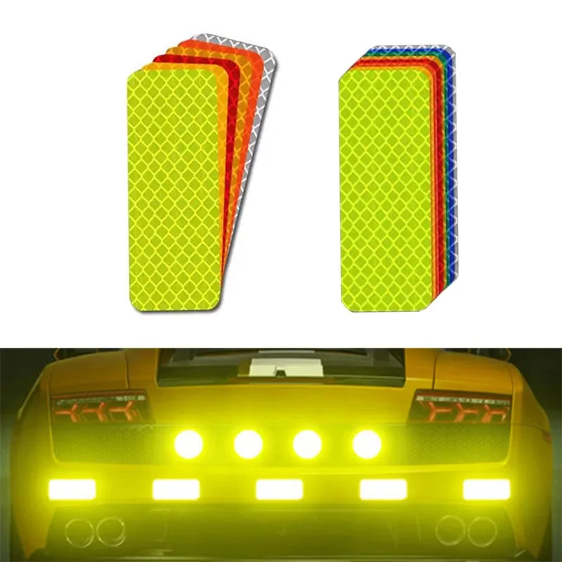 10pcs Car Bumper Reflective Stickers Reflective Warning Strip Tape Secure Reflector Stickers Decals Accessories