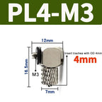 Mini Pneumatic Pipe Connector PC PL Screw Through Quick Fitting Fast Twist Joint ,Male Thread M3 M4 M5 M6 - Tube OD 3mm 4mm 6mm