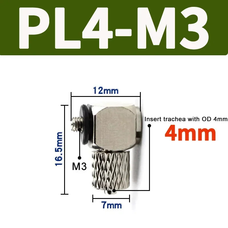 Mini Pneumatic Pipe Connector PC PL Screw Through Quick Fitting Fast Twist Joint ,Male Thread M3 M4 M5 M6 - Tube OD 3mm 4mm 6mm