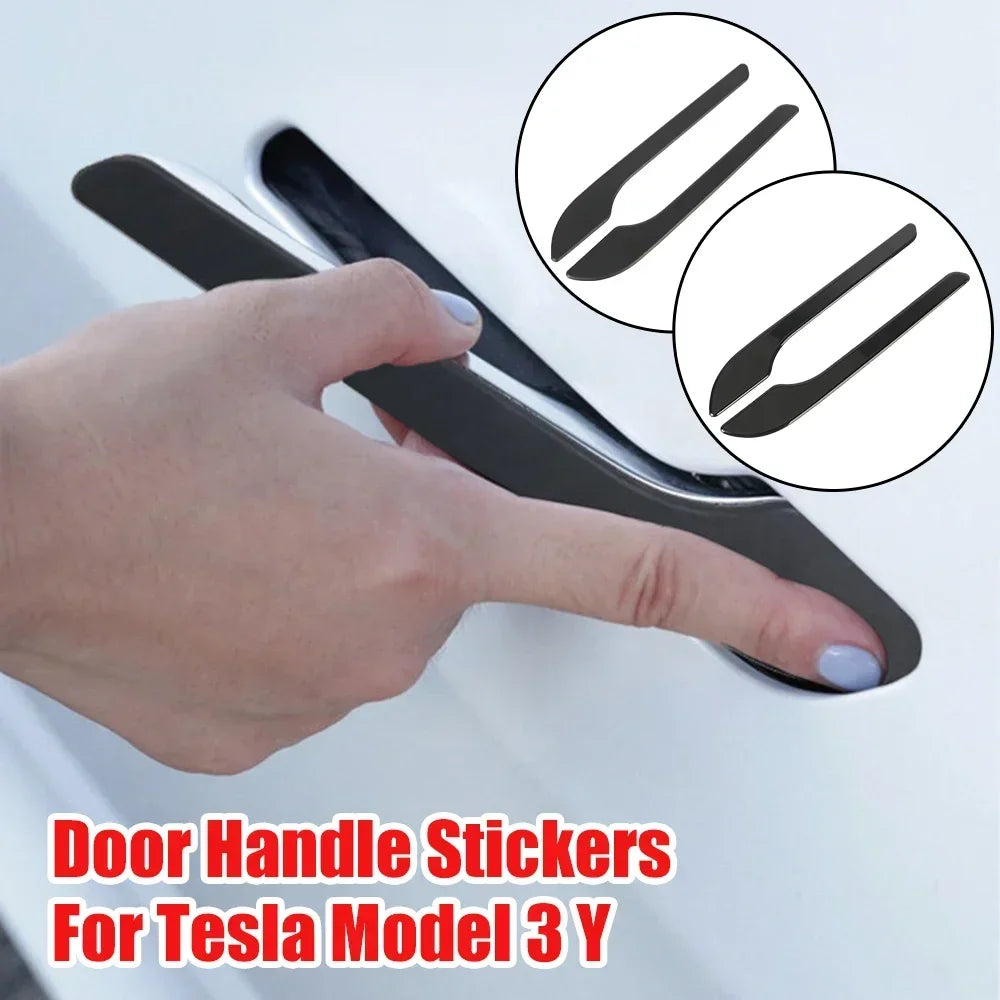 Suitable for Tesla New Model3/ModelY Door Handle Sticking Scratch-resistant Carbon Fiber Y Modified Decorative Accessories Amagi