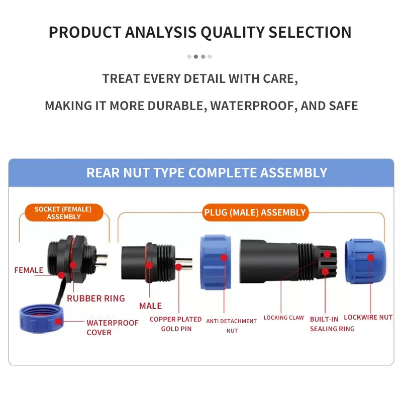 IP68 SP21 Waterproof Aviation Connector Socket with Male and Female Butt, 2/3/4/5/6/7/12 Pins Docks for Industrial Use