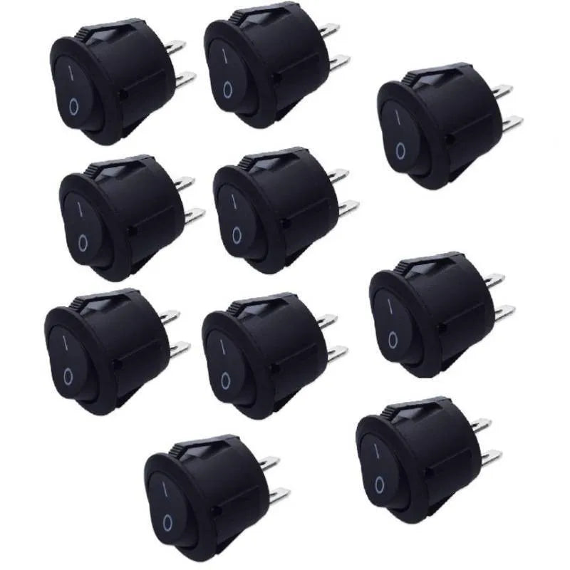 10PCS 12V Round Rocker Switch ON/OFF 2 Pin SPST Camper Van Caravan Motorhome For Car Auto Boat Household Appliances