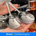 Heavy-Duty Commercial/Home Kitchen Spoons/Large Serving Spoon with Heat-Resistant Short Handle Drain Holes for Easy Cleaning
