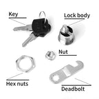 Cabinet Cam Lock Set, 5 Pack Two-Sided Keyed Alike 16MM-30MM Cylinder Cam Locks Secure Mailbox File Drawer Compartment Lock