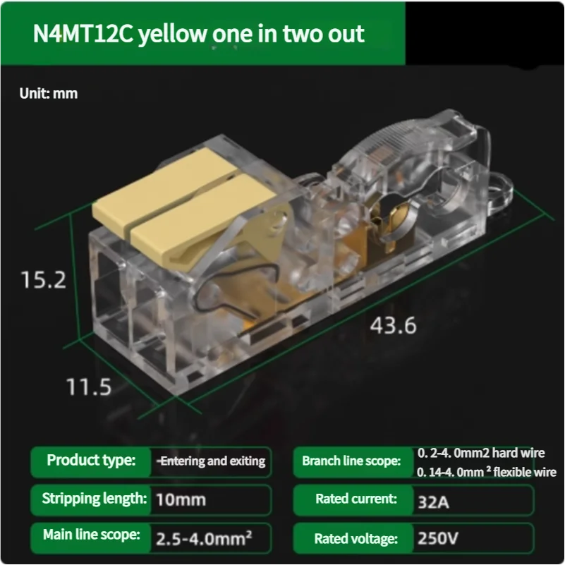 T-Type No-Stripping Quick Wire Connector Terminal Block ,Wire Splitter/Combiner Fast Connector for Household Electrical Wiring