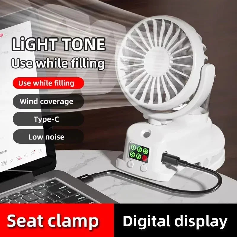 Car Four-speed Spray Fan with Charging Capability Mini Fan with Pedestal Clip Suitable for Home and Office Use Compact Outdoor