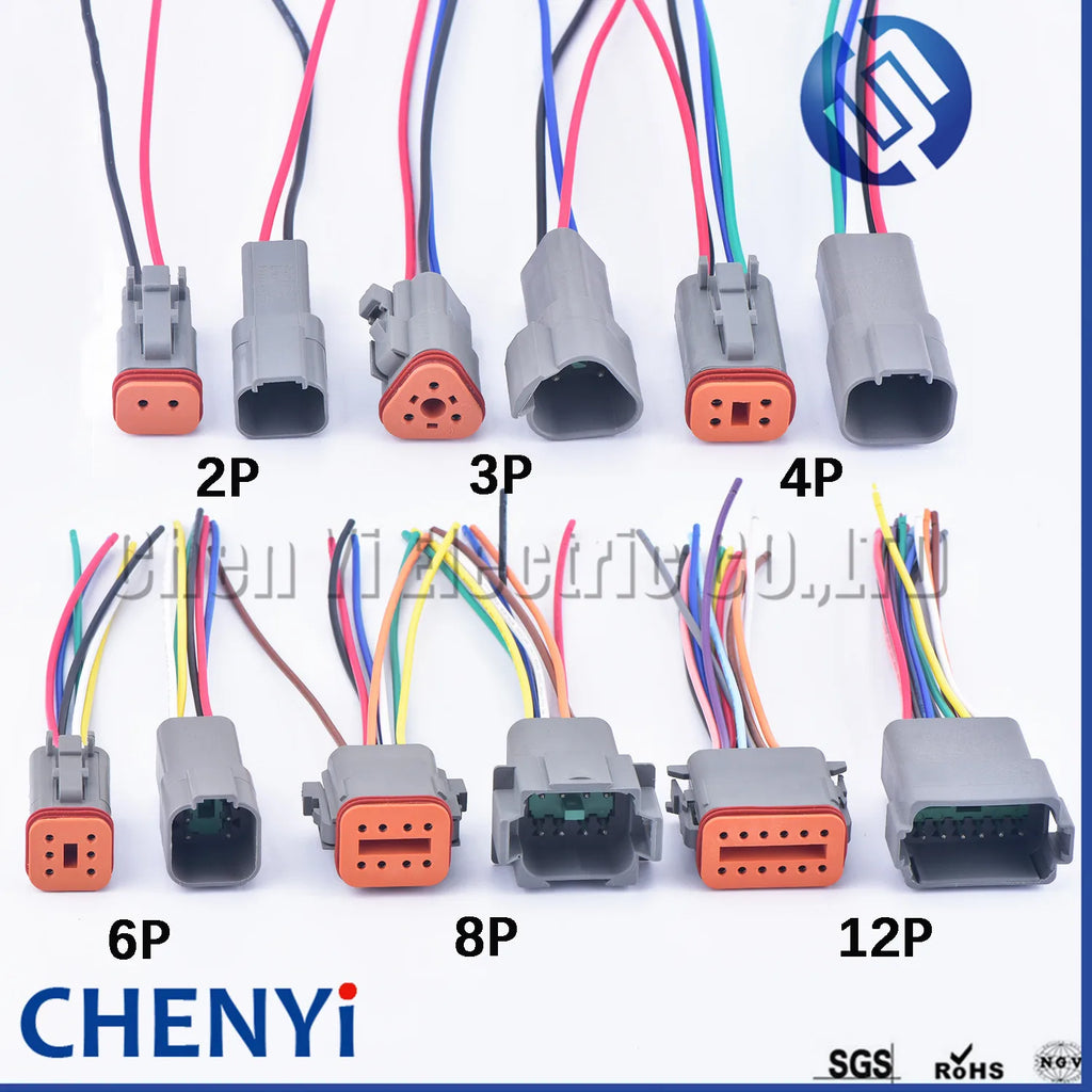 DT 2 3 4 6 8 12 Pin Automotive Sealed Electric Plug male female Waterproof Connector Wire Harness DT06-2S DT04-2P For Deutsch