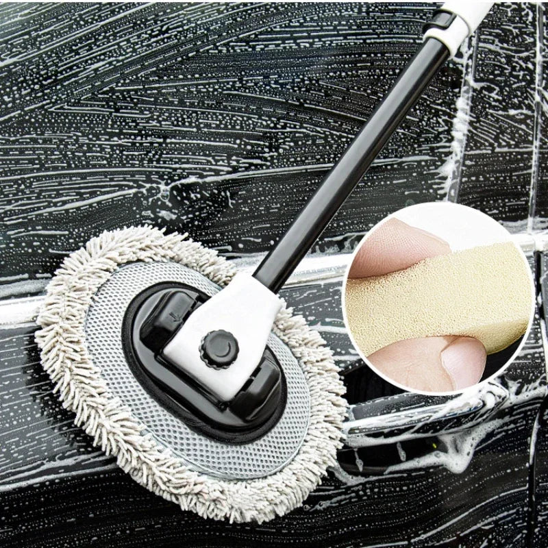 Car Cleaning Brush Mop Kit Wash Brush Chenille Microfiber Car Wash Brush Telescopic Long Handle Cleaning Mop Car Cleaning Amagi