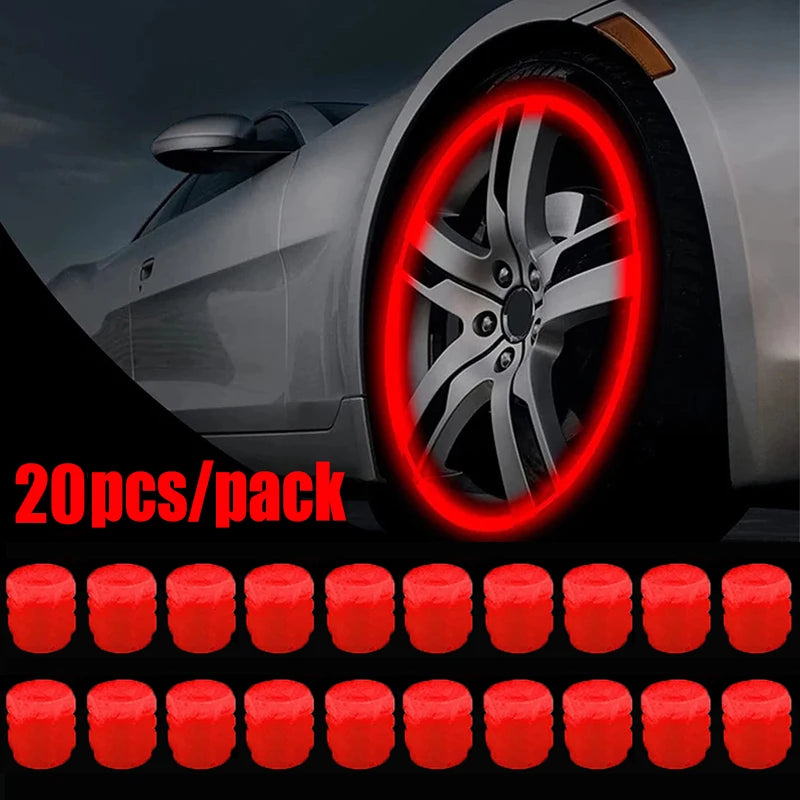 Luminous Valve Caps Car Tire Fluorescent Tyre Valve Stem Decor Luminous Cap Night Glowing Wheel Hub Nozzle Valve Caps