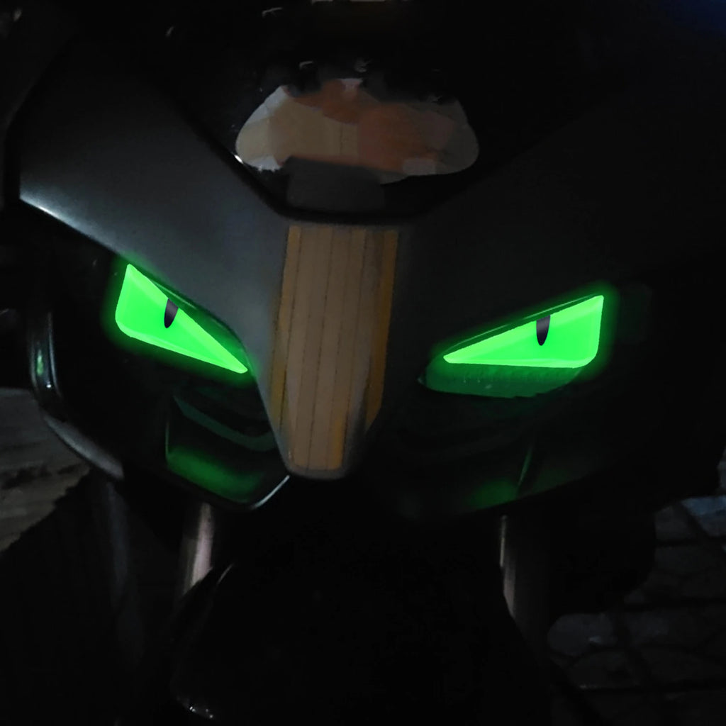 1 Pair New Motorcycle Headlight Luminous Stickers Devil Eye Dazzle Colour 3D Decals Motorbike Body Waterproof Decoration Sticker