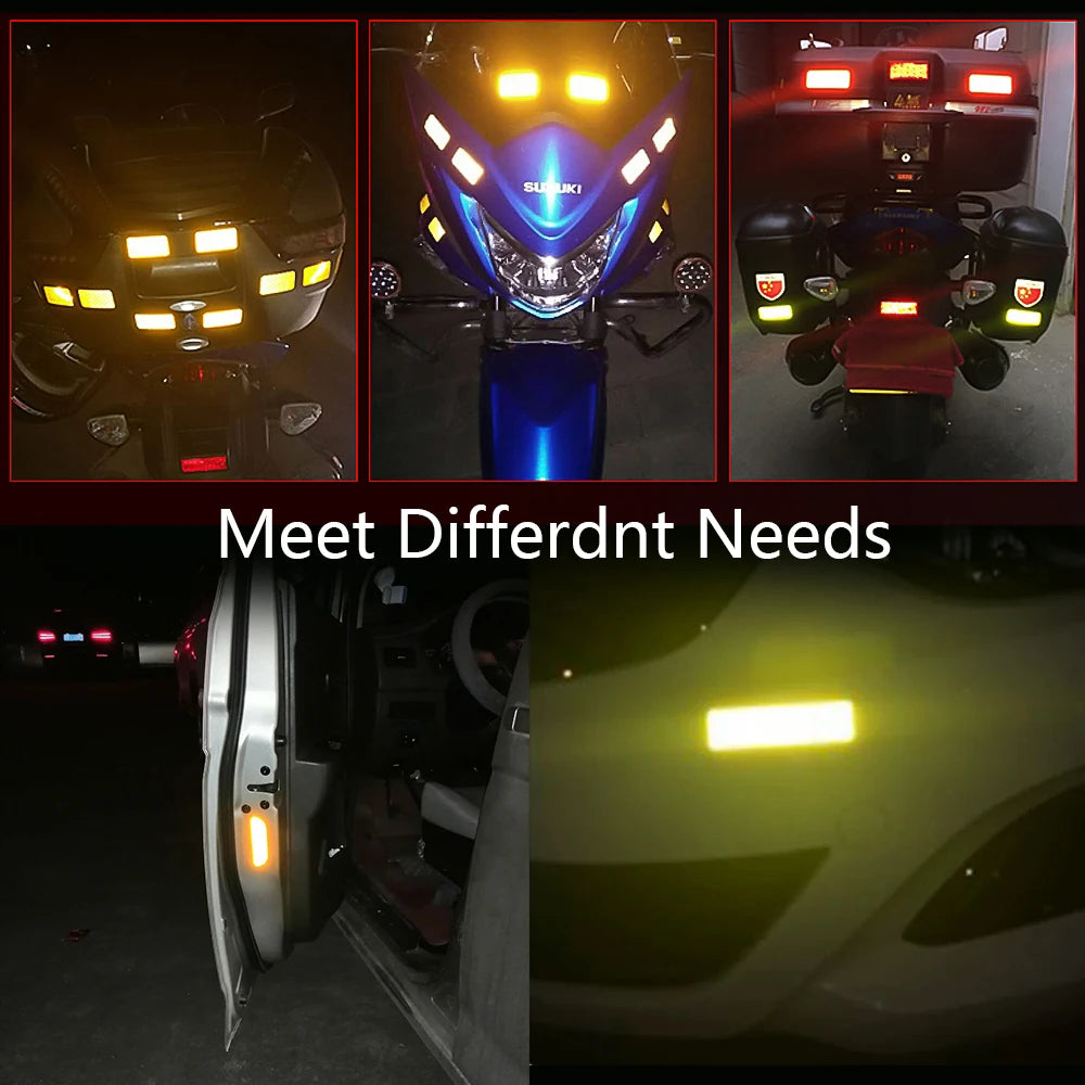 50/10pcs Car Bumper Reflective Stickers Reflective Warning Strip Tape Secure Reflector Stickers Decals Safety Warning 3*8CM