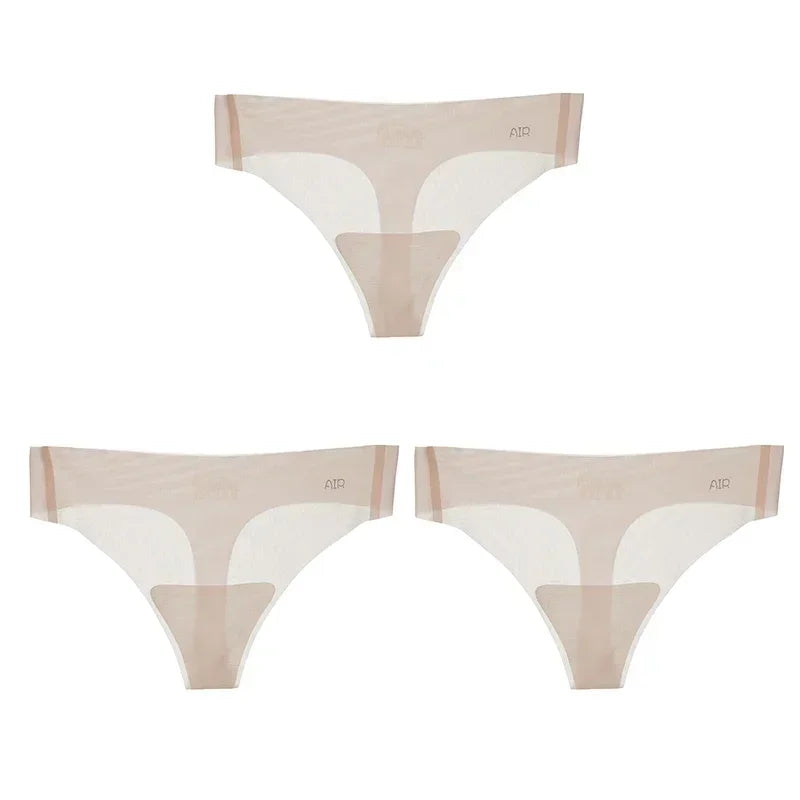 Transparent Thong Panties Women Ultra-thin Sense Sexy Female Seamless Low-waist Solid Color G-string Quick Drying Underwear amag