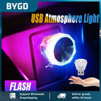 Car Cigarette Lighter USB Atmosphere Light LED Mini Colorful Night Light Wiring-Free Interior Lighting Supplies Accessories New
