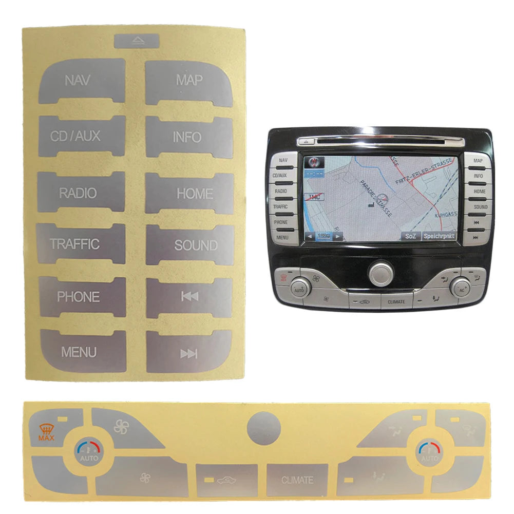 High Quality Silver Stickers To Repair The Buttons Radio +AC Repair Sticker For FORD For S-Max 2011 Buttons Stickers Decals