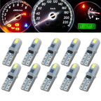 10x Car Instrument Warning Lights White T5 3014 SMD LED Wedge Dashboard Warning Instrument Panel Light Lamps