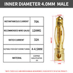 40Pcs Gold-Plated Bullet Banana Connectors, 2–8mm Pure Copper Plug Set for RC Brushless Motor & ESC Wiring
