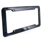 Black Carbon Fiber Pattern Plastic License Plate Frame Fiber Black Aluminum Metal Car Tag Holder Tire Screw Cap Universal Amagi